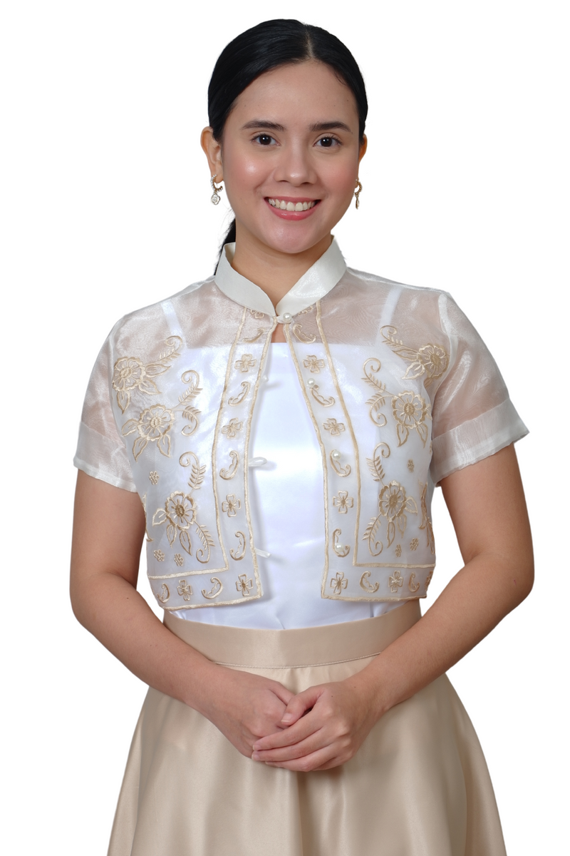 Organza Premium Embroidered Modern Filipiniana Bolero Set - Mayumi