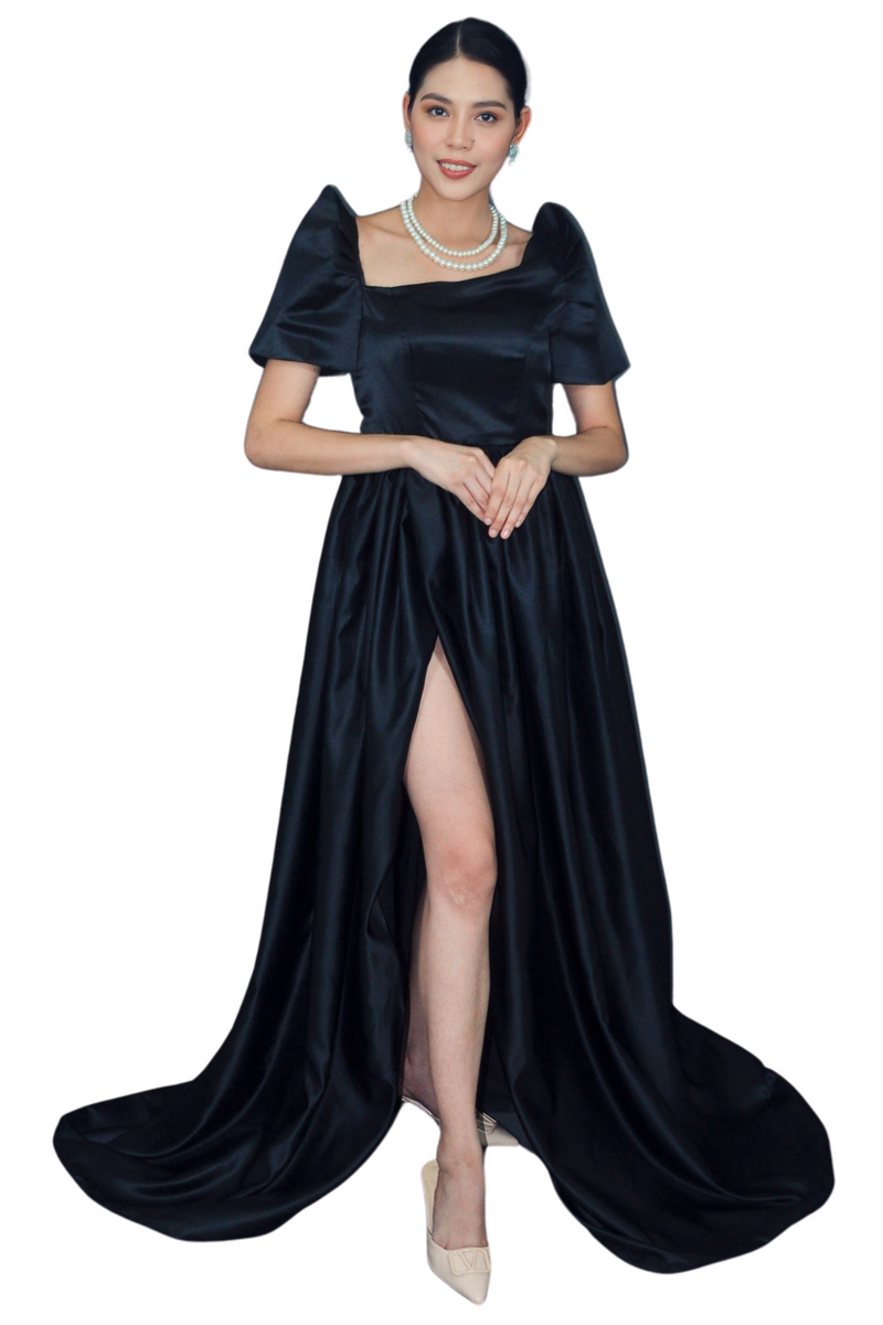 Midnight Elegance Black Modern Filipiniana Gown Yen JB606