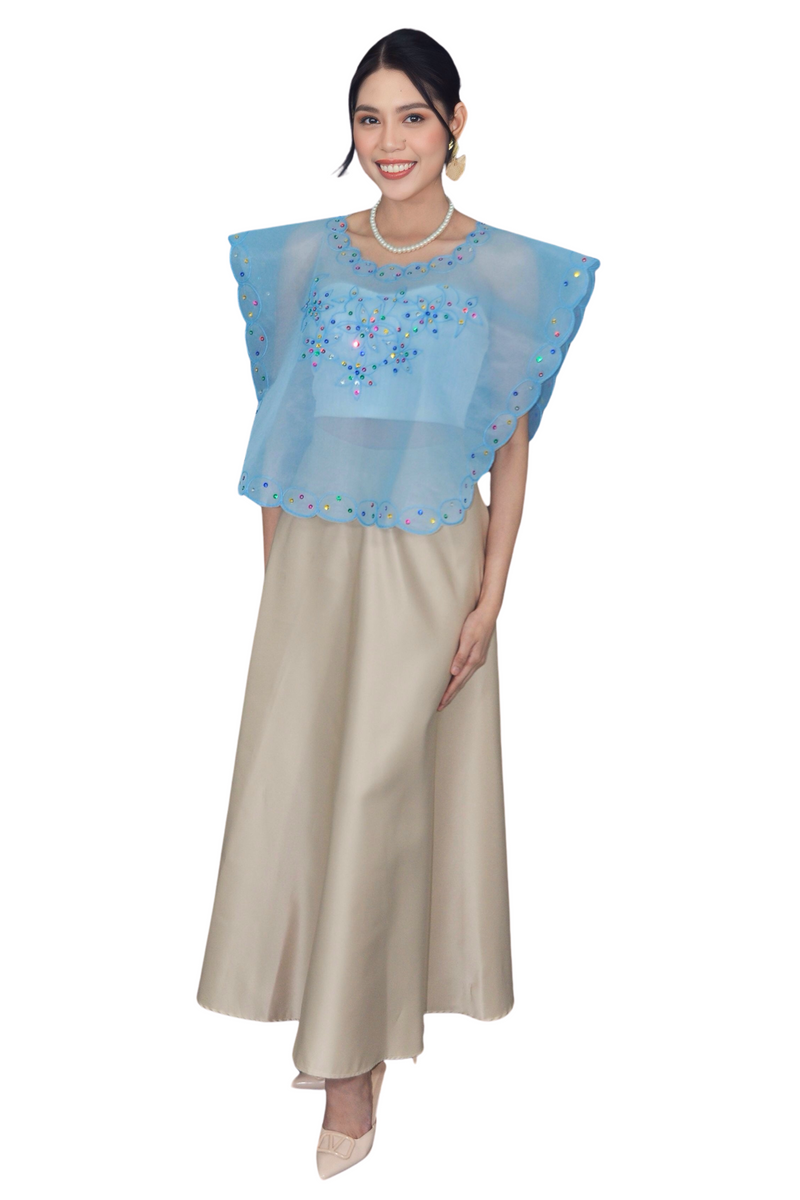 Sky Blue Kimona Filipiniana Top Sola JK16 Barong World