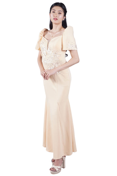 Beige Filipiniana Long Gown- Jamie JN63