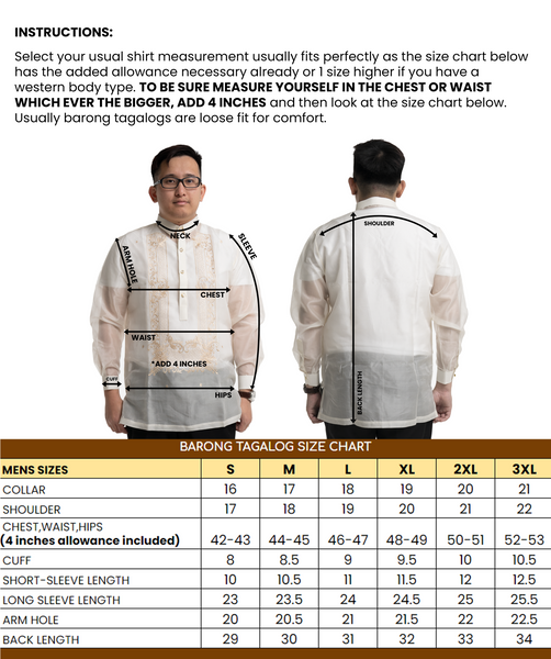 Men's Gray Organza Premium Barong Tagalog Coat JS36 - Size 2XL CL151