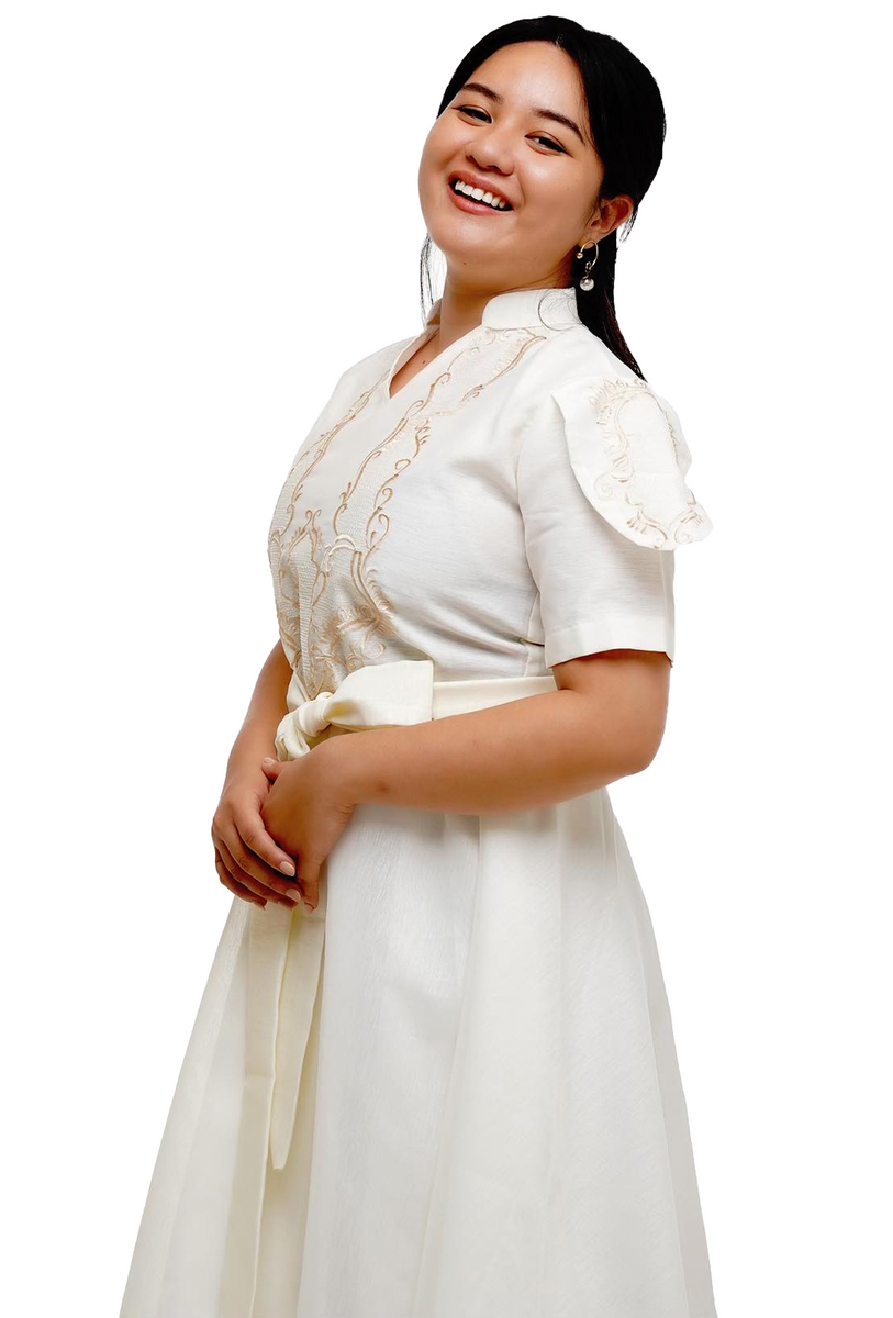 White Filipiniana Dress