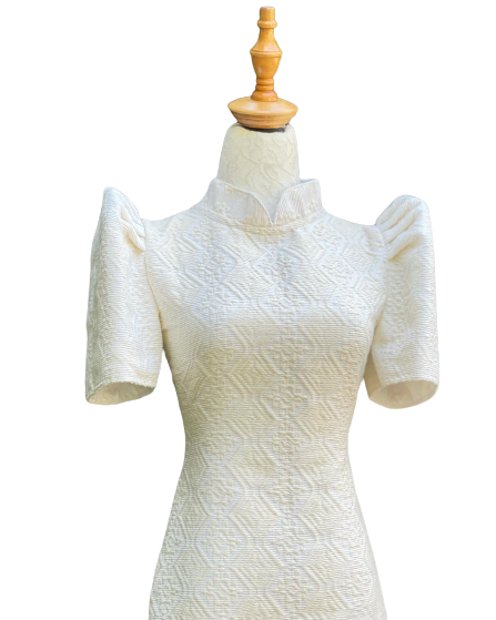 Filipiniana Inabel  White Dress