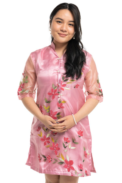 Pink Organza Classic Barong Dress Diana JV24