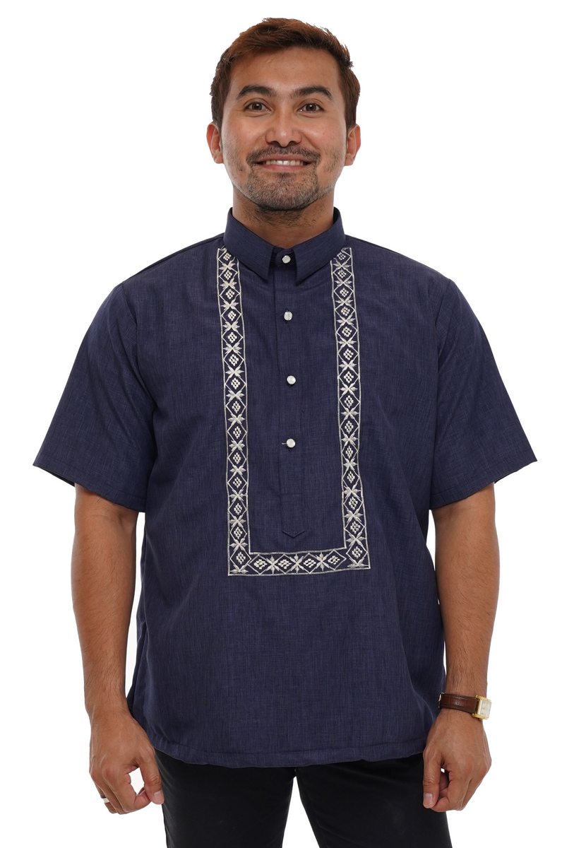 Office Navy Blue Barong For Sale Short Sleeve