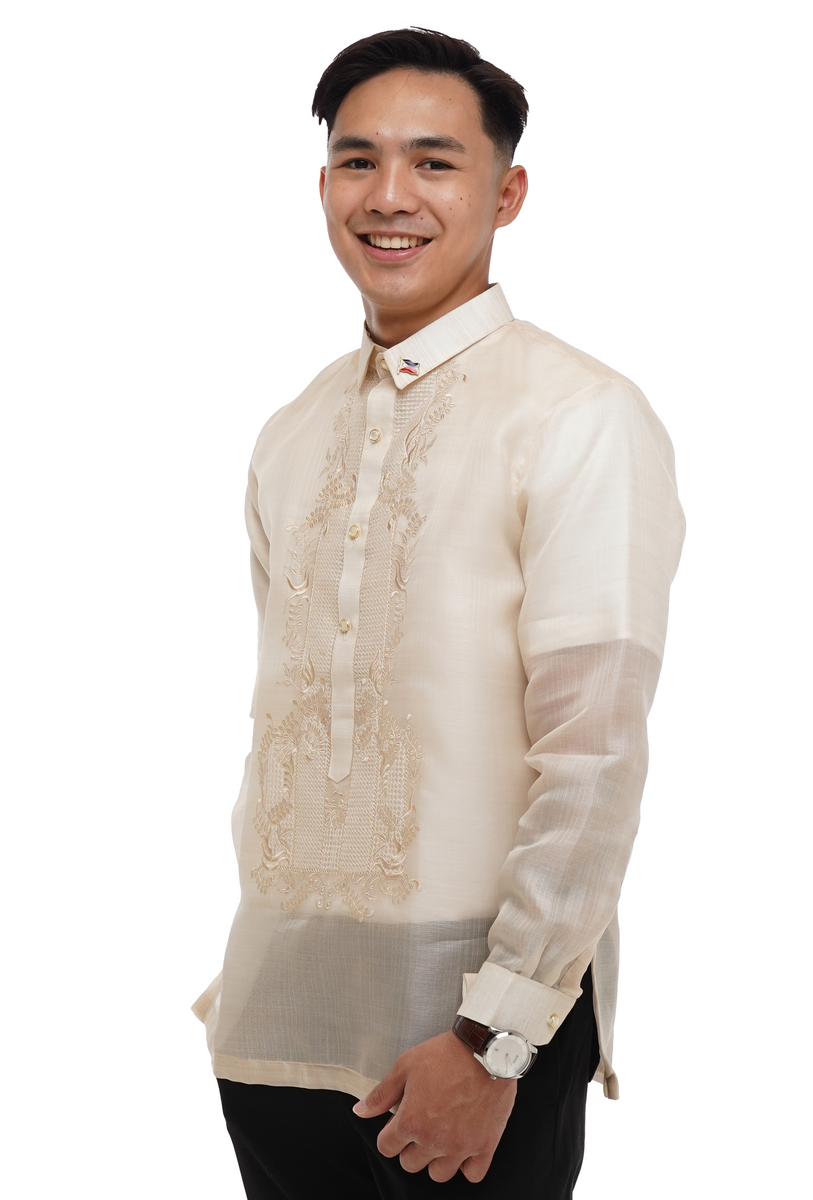 Men's Mandarin Collar Thai Silk Dress Shirt White Long / Short Sleeve  Small-3XL