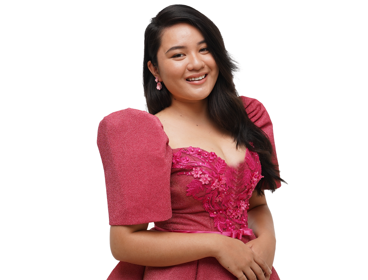 Glitter Pink Cocktail Filipiniana Dress Amelia MR741 Barong