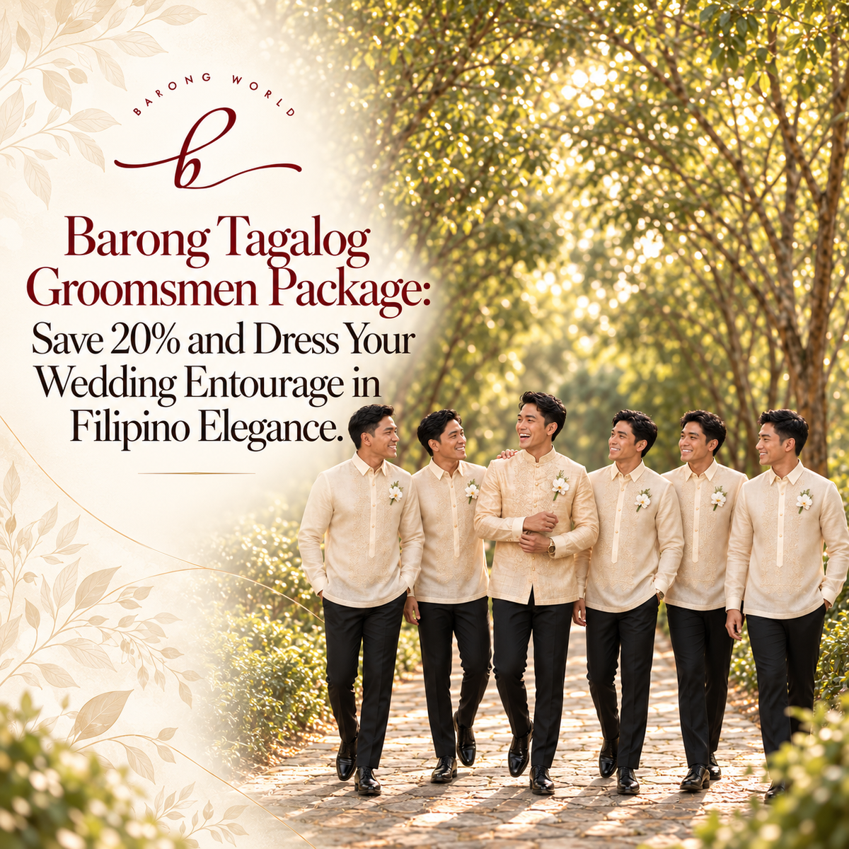 Barong Tagalog Groomsmen Package: Save 20% on Your Wedding Entourage Outfits
