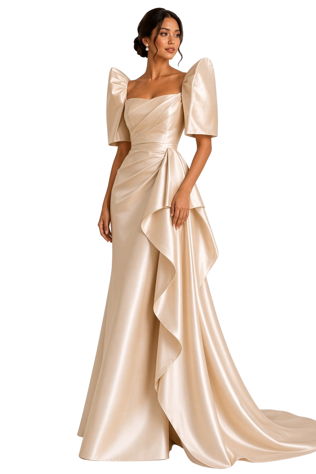 Elegant Duchess Filipiniana Gown with Draped Ruffle - BW019