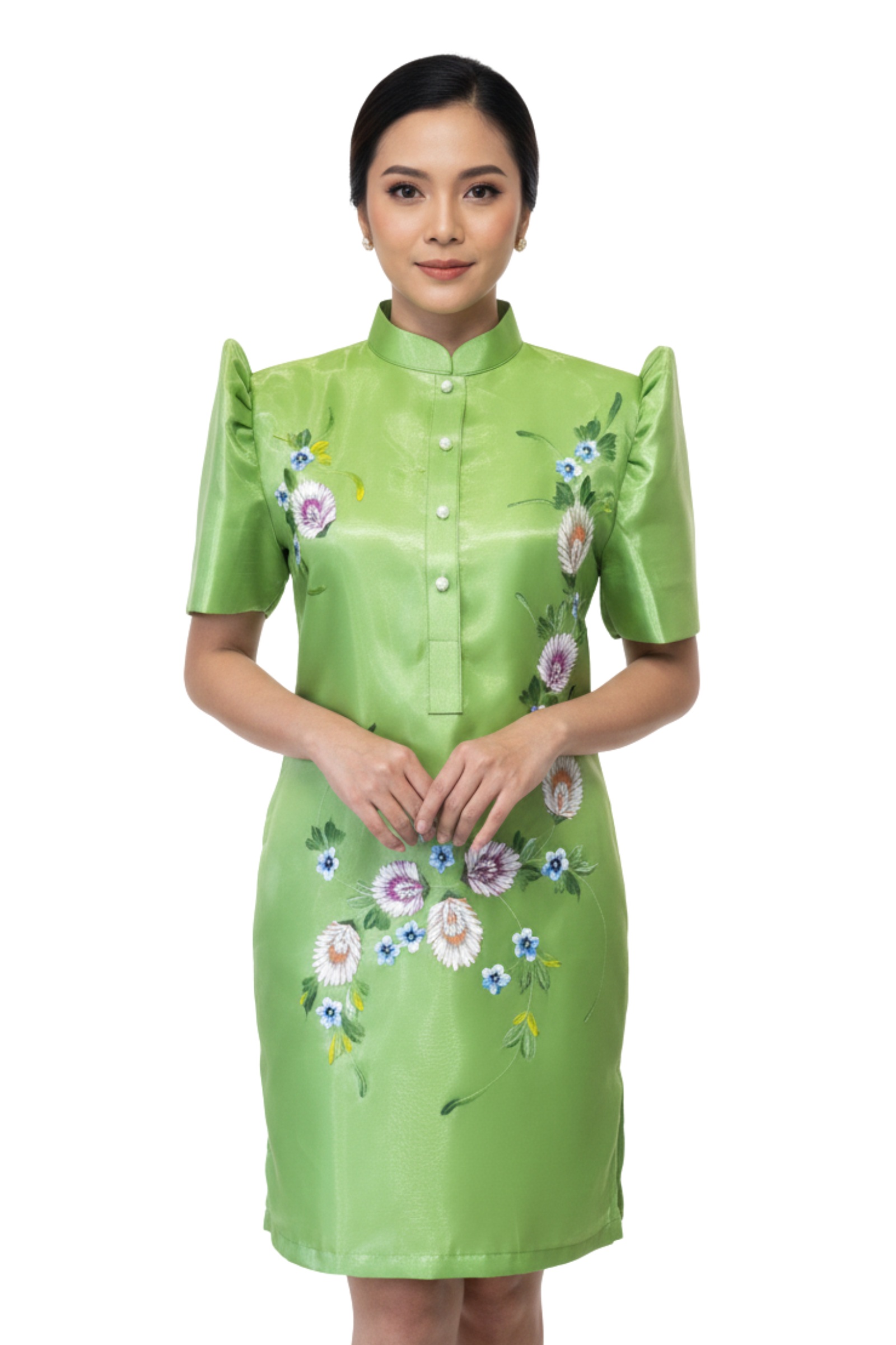 Green Organza Modern Barong Dress