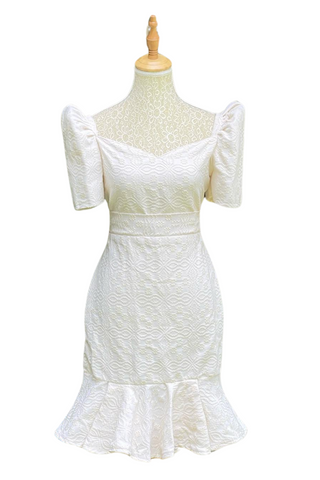 Handwoven Kundiman White Filipiniana Dress - Joanna DM05