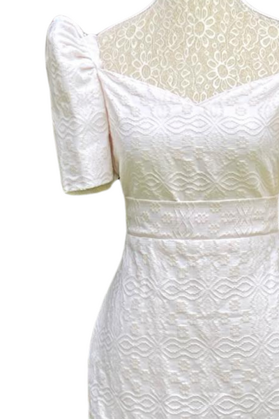 Handwoven Kundiman White Filipiniana Dress - Joanna DM05