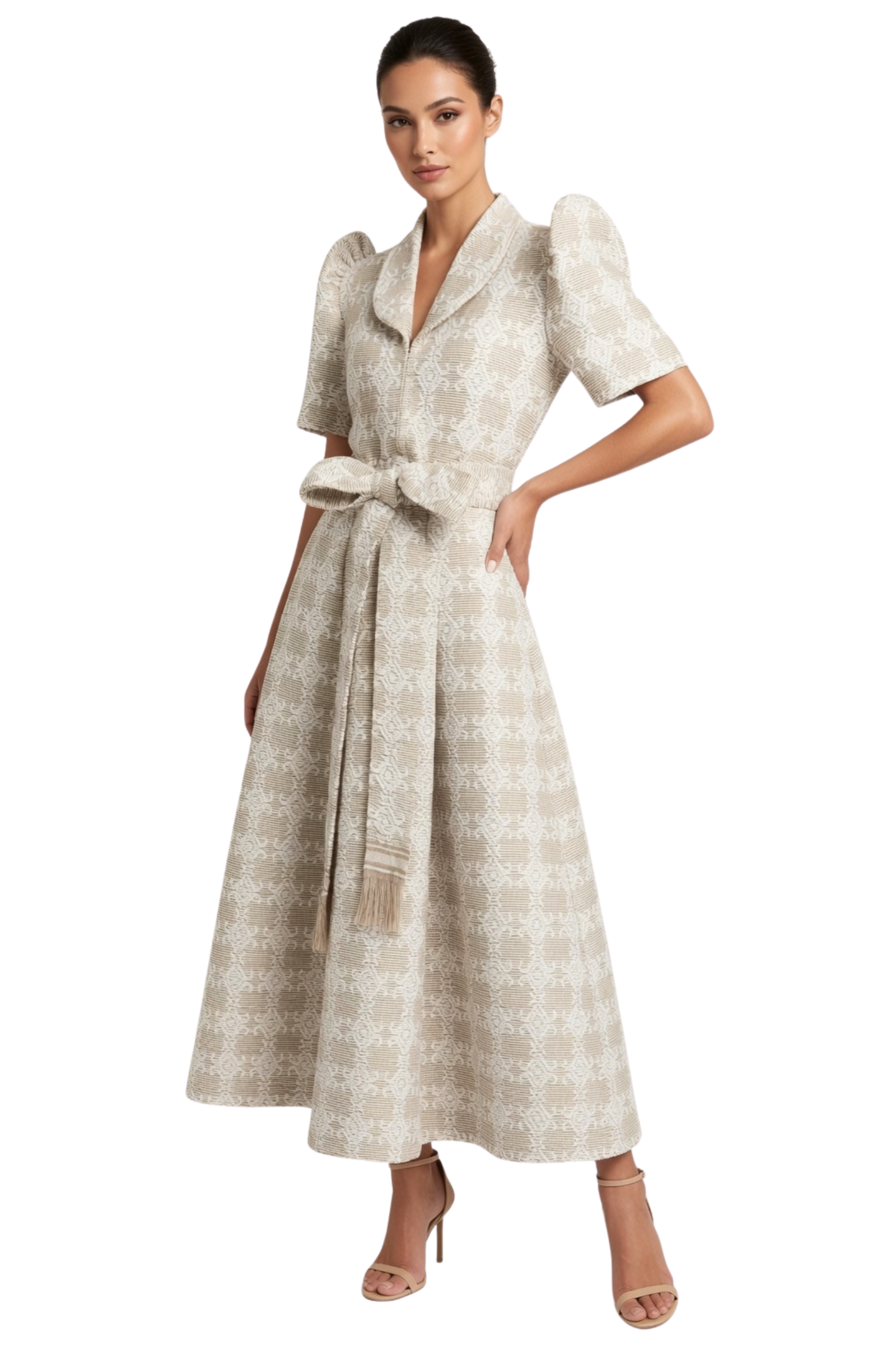 Handwoven Ilocos Pinilian Modern Filipiniana Dress - Medium - US882