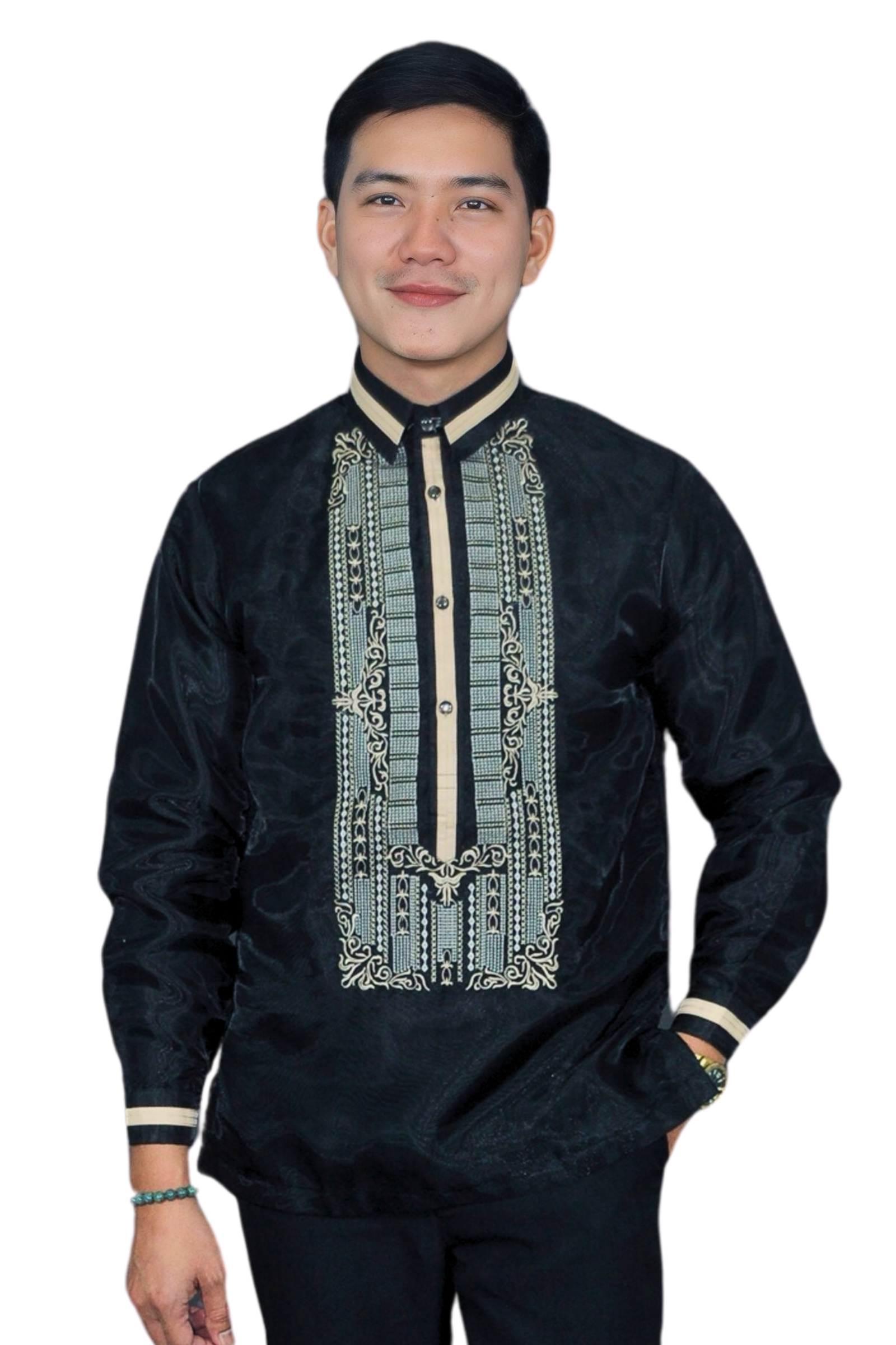Black Barong Tagalog with Embroidery