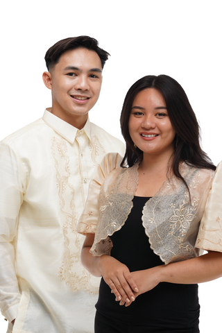 Premium Couple Set Organza Classic Barong Tagalog with Lining + Organza Classic Filipiniana Bolero- JBV01