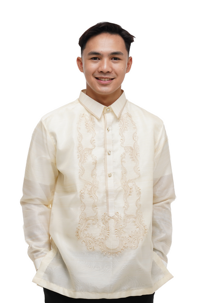 Premium Couple Set Organza Classic Barong Tagalog with Lining + Organza Filipiniana Barong Dress - JBA01