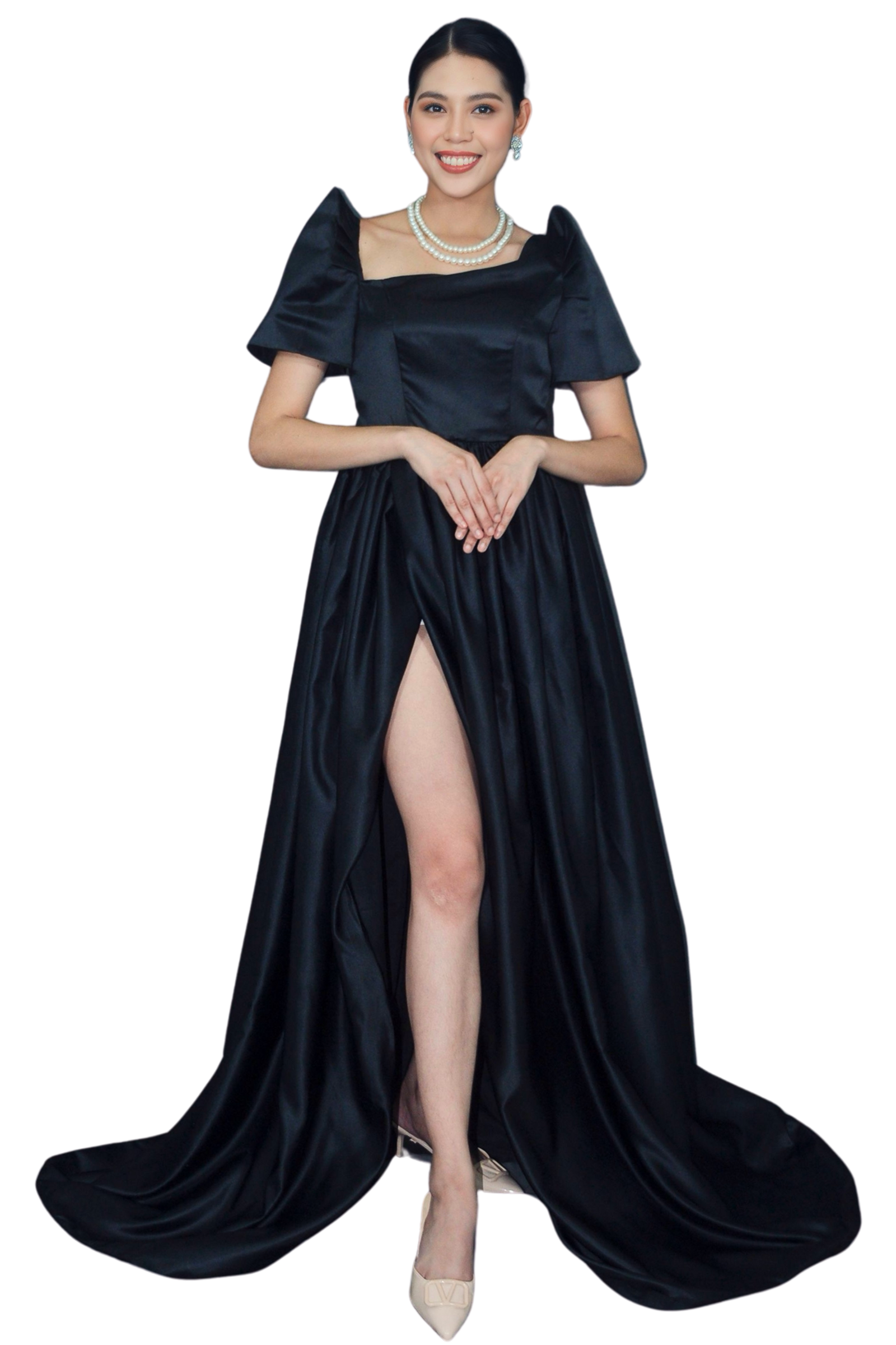 Midnight Elegance Black Modern Filipiniana Gown