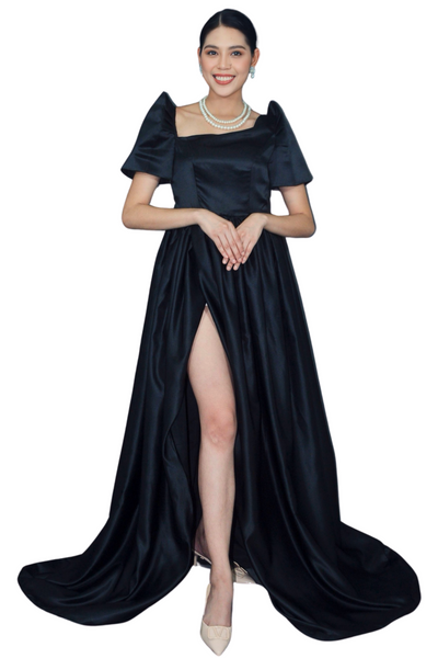 Midnight Elegance Black Modern Filipiniana Gown - Yen - JB606