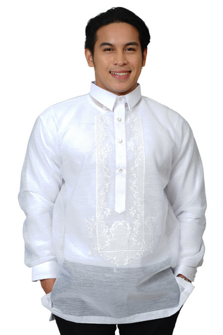 White Classic Barong Tagalog -  Davide - JS12