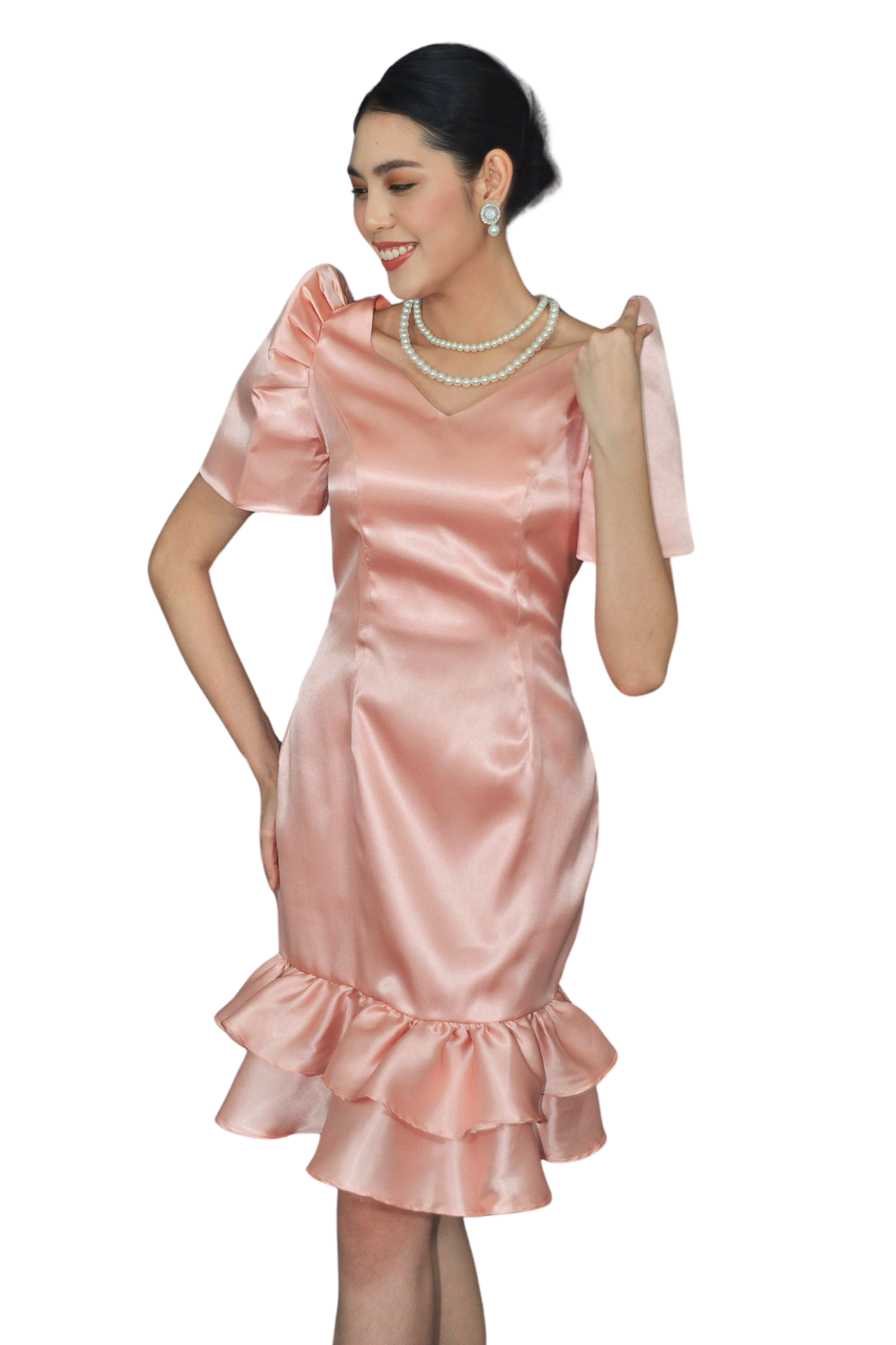 Premium Modern Filipiniana Dress Pink Duchess - Joy - JB605 Premium Modern Filipiniana Dress Pink Duchess - Joy - JB605