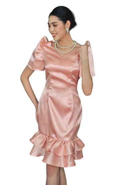 Premium Modern Filipiniana Dress Pink Duchess - Joy - JB605