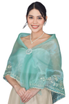 Organza Premium Mint Green Alampay with Brooch