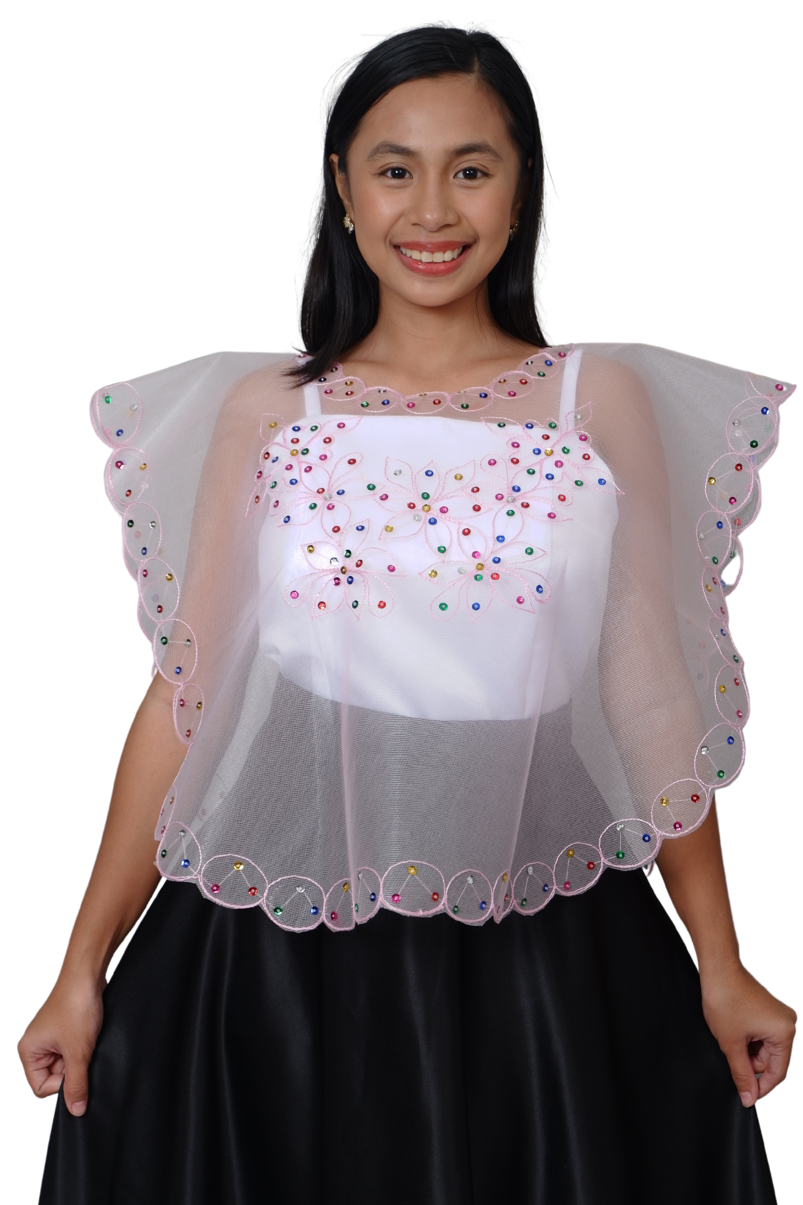 Pink Kimona Tulle Filipiniana Top