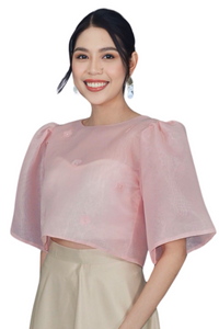 Blush Pink Kimona with Floral Bead Accents - Roj- JS301