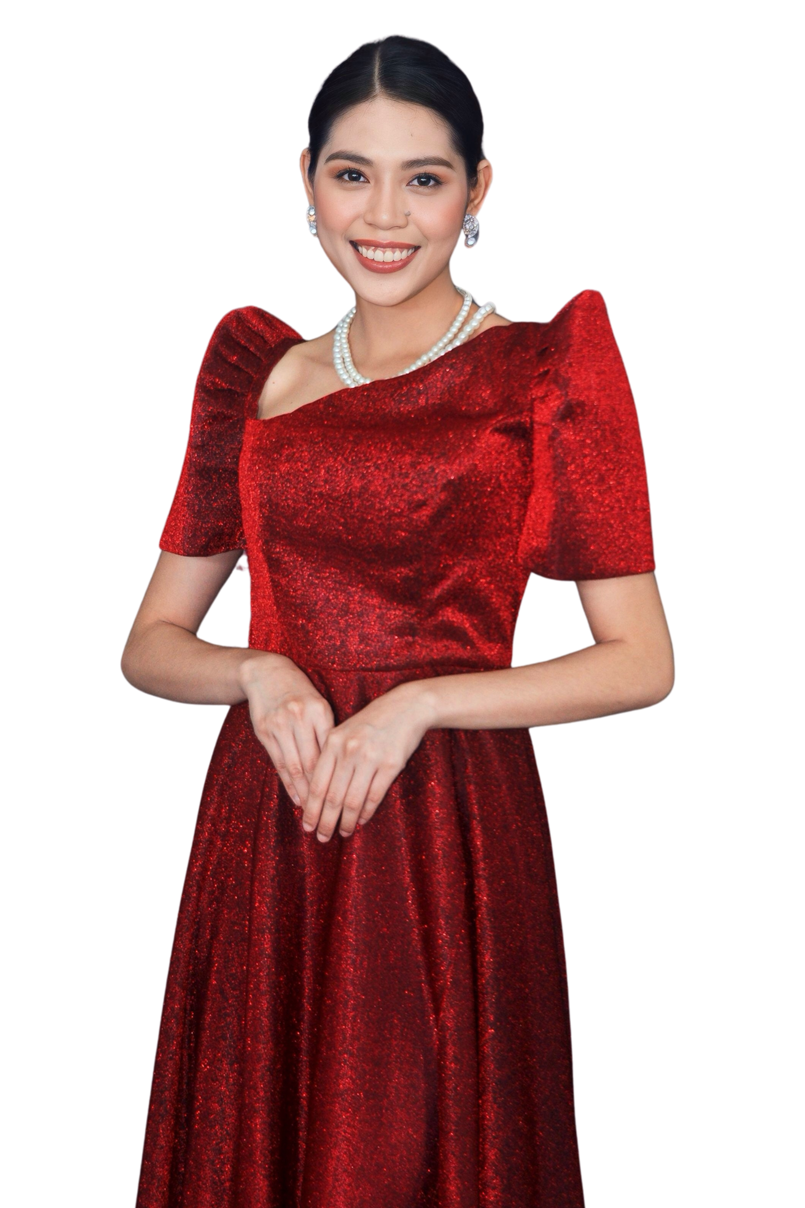 Modern Elegant Red Filipiniana Dress