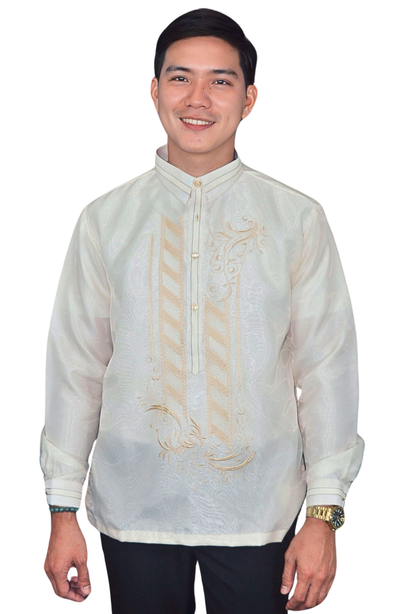 Traditional Heritage Barong Tagalog with Exquisite Embroidery - Vermilion - JN69