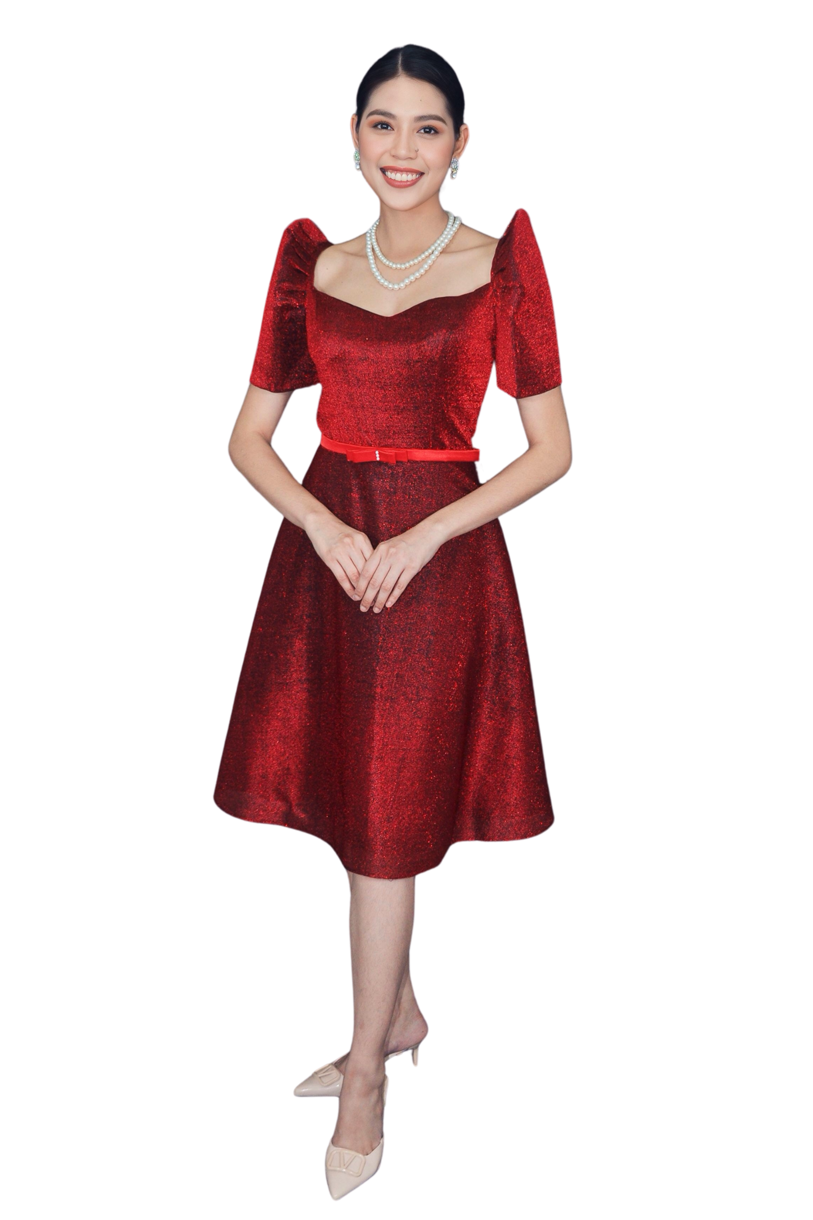 Elegant Red Cocktail Filipiniana Dress