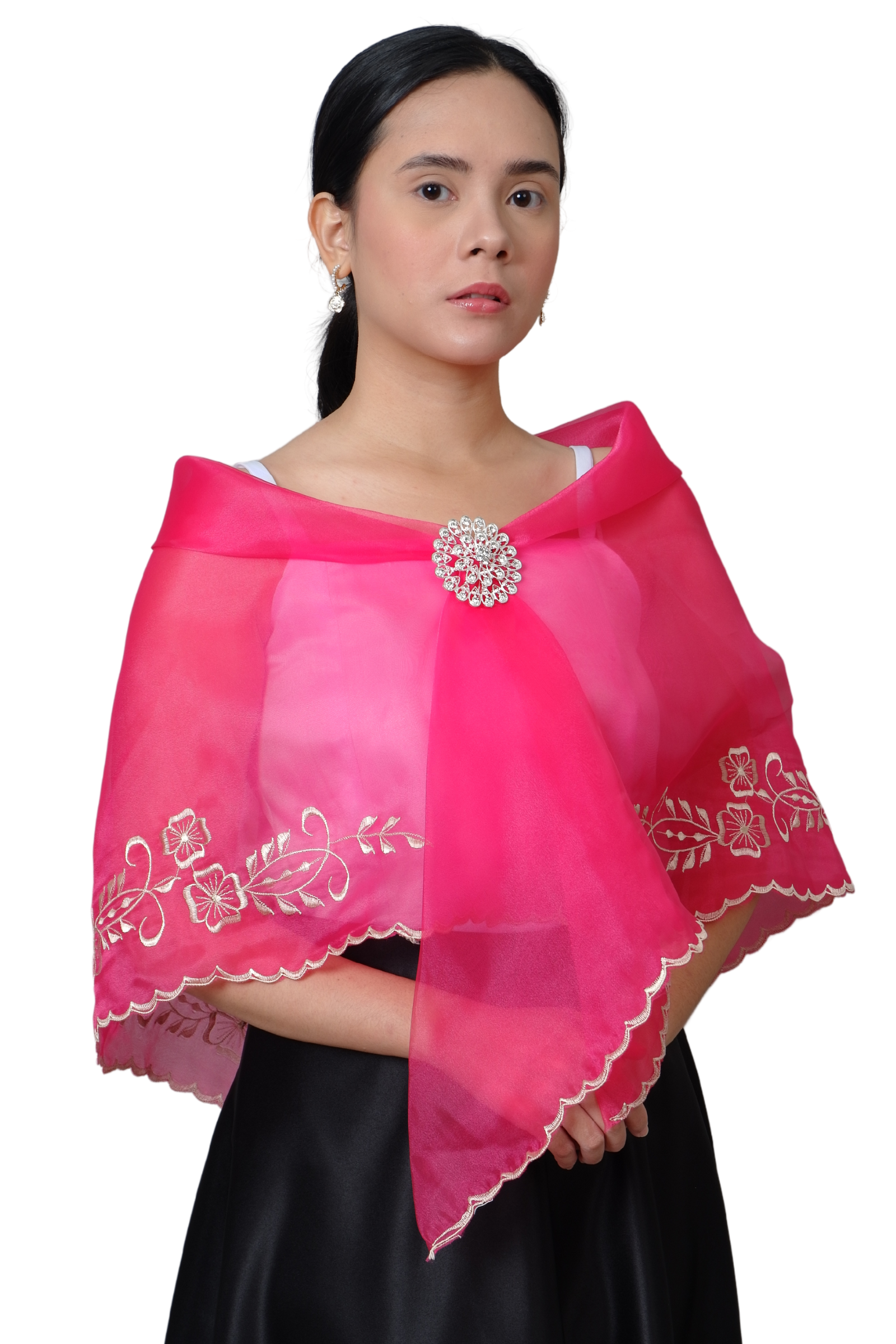 Pink Filipiniana Alampay with Brooch