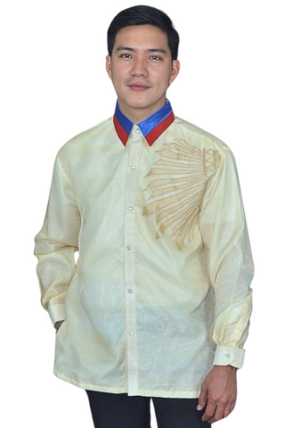 Patriotic Collar Embroidered "Sinag" Barong Tagalog - Andres - JK44