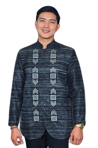 Satin Dusty Black Premium Barong Tagalog Coat - Garry - MR60