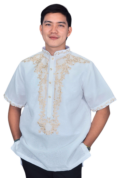 Men's Jusilyn White Short Sleeved Barong Tagalog - Noah JB201