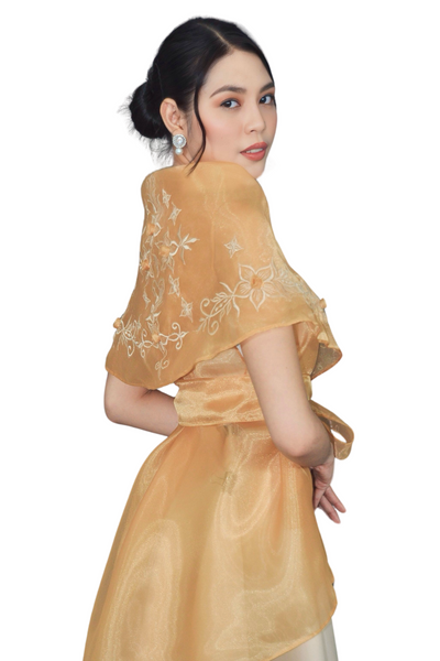 Filipiniana Premium Golden Yellow Organza Panuelo - Zhanra - JK43