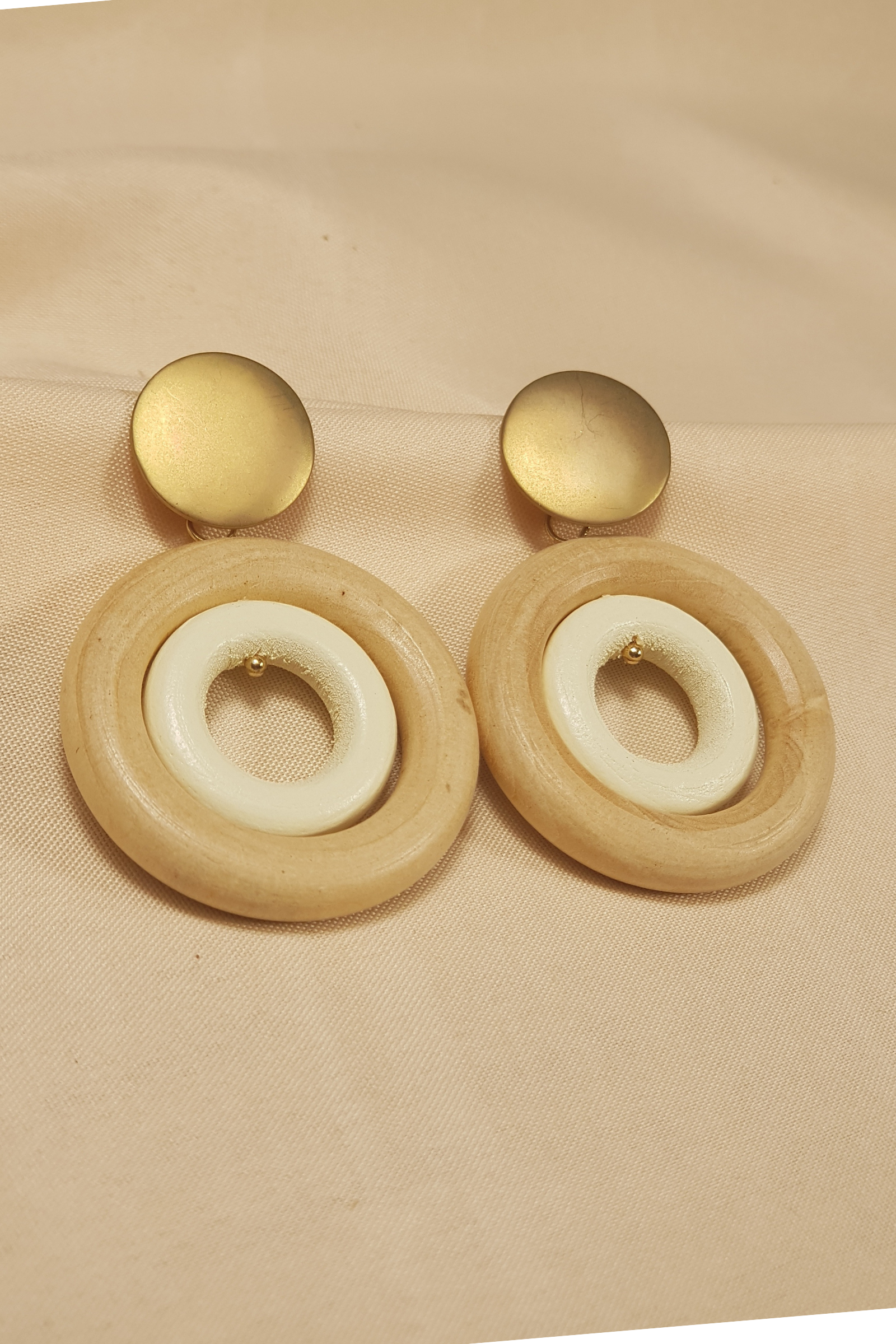 Modern Two-Tone Wood Dangle Earrings