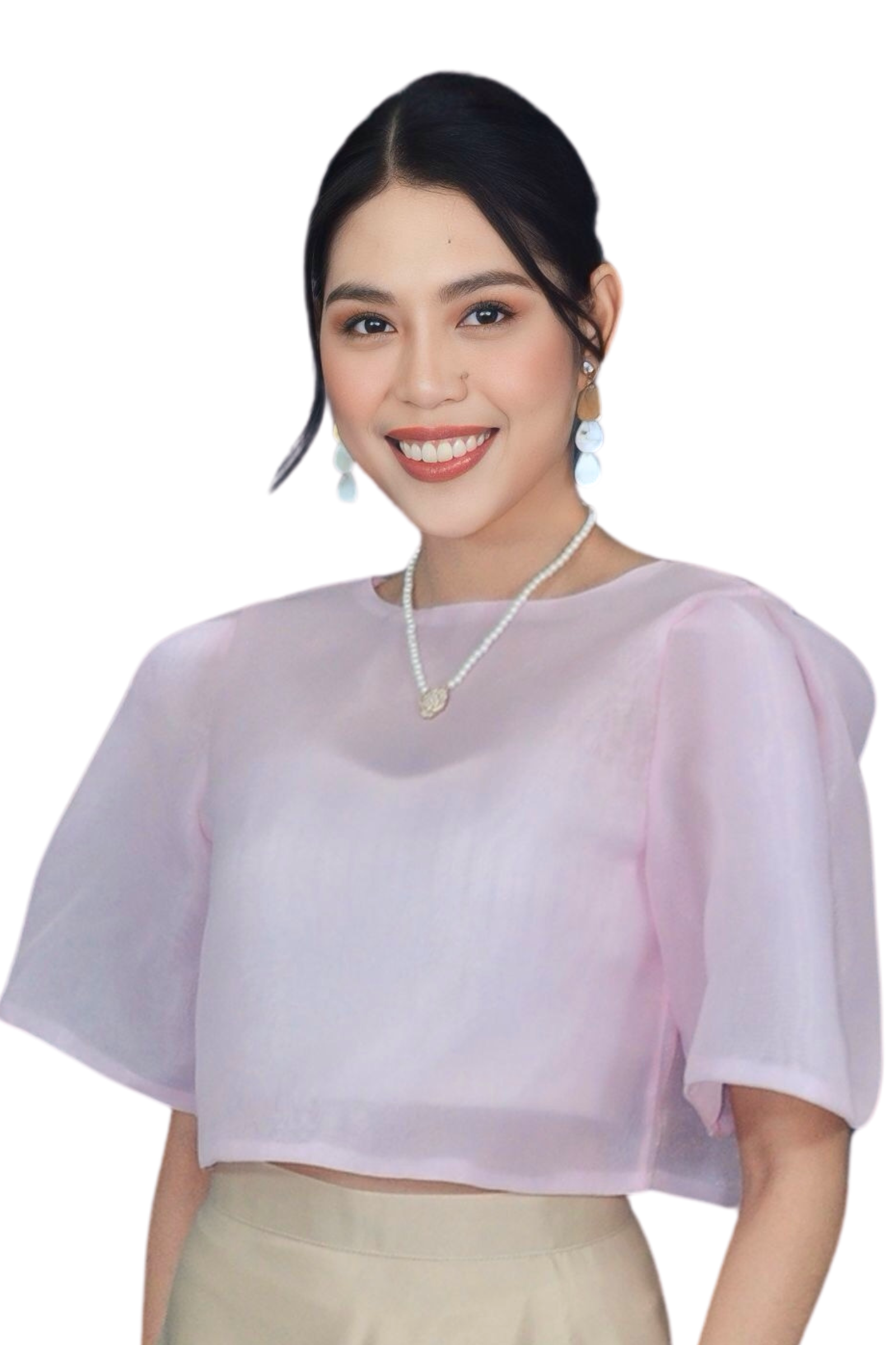 Pink Kimona with Modern Puff Sleeves