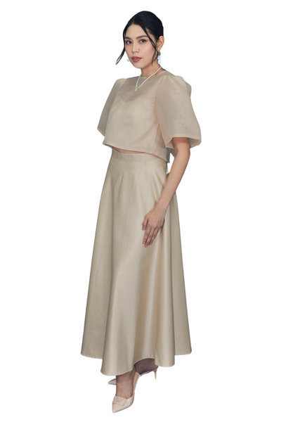 Champagne Beige Kimona with Modern Puff Sleeves - Mei - JS306