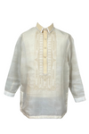 White Premium Cocoon Barong Tagalog with Yellow Embroidery