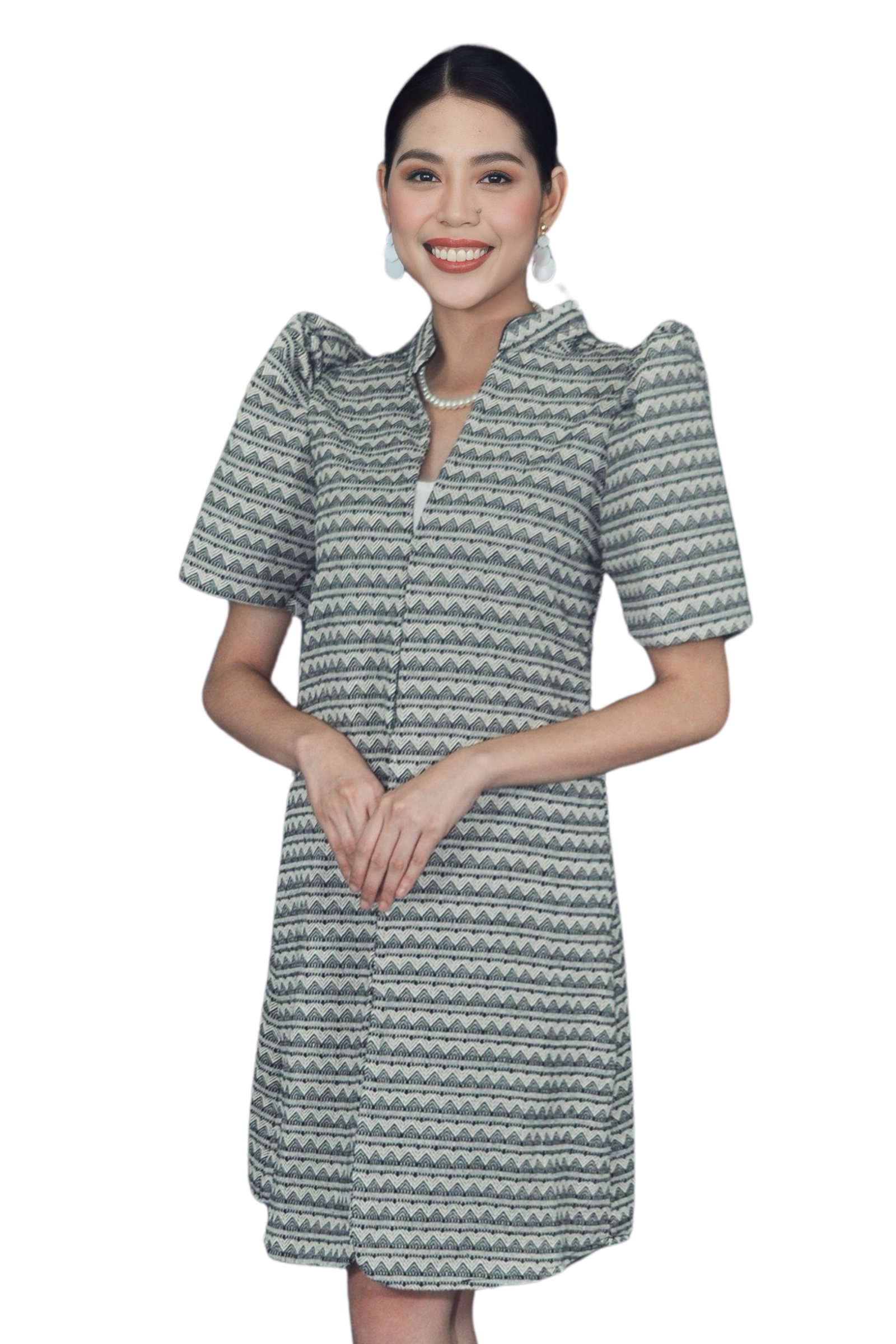 Elegant Gray Filipiniana Patterned Coat