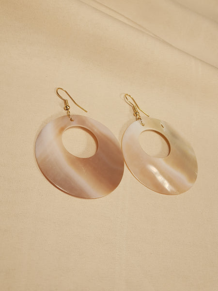 Elegant Circular Mother of Pearl Drop Earrings - LZ008