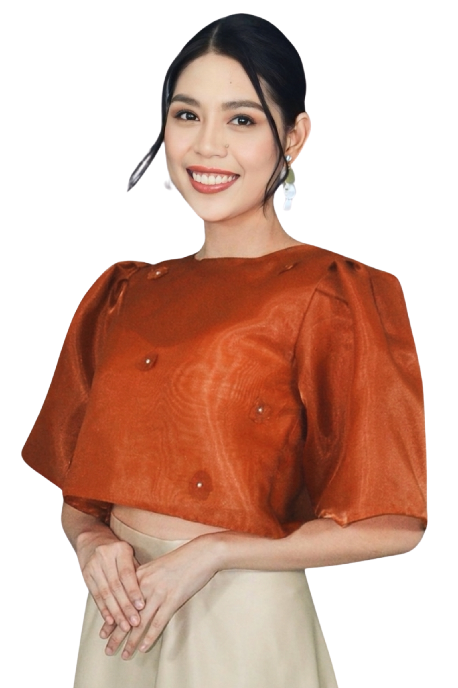 Rust Kimona with Floral Bead Accents - Charlah - XL - PH290