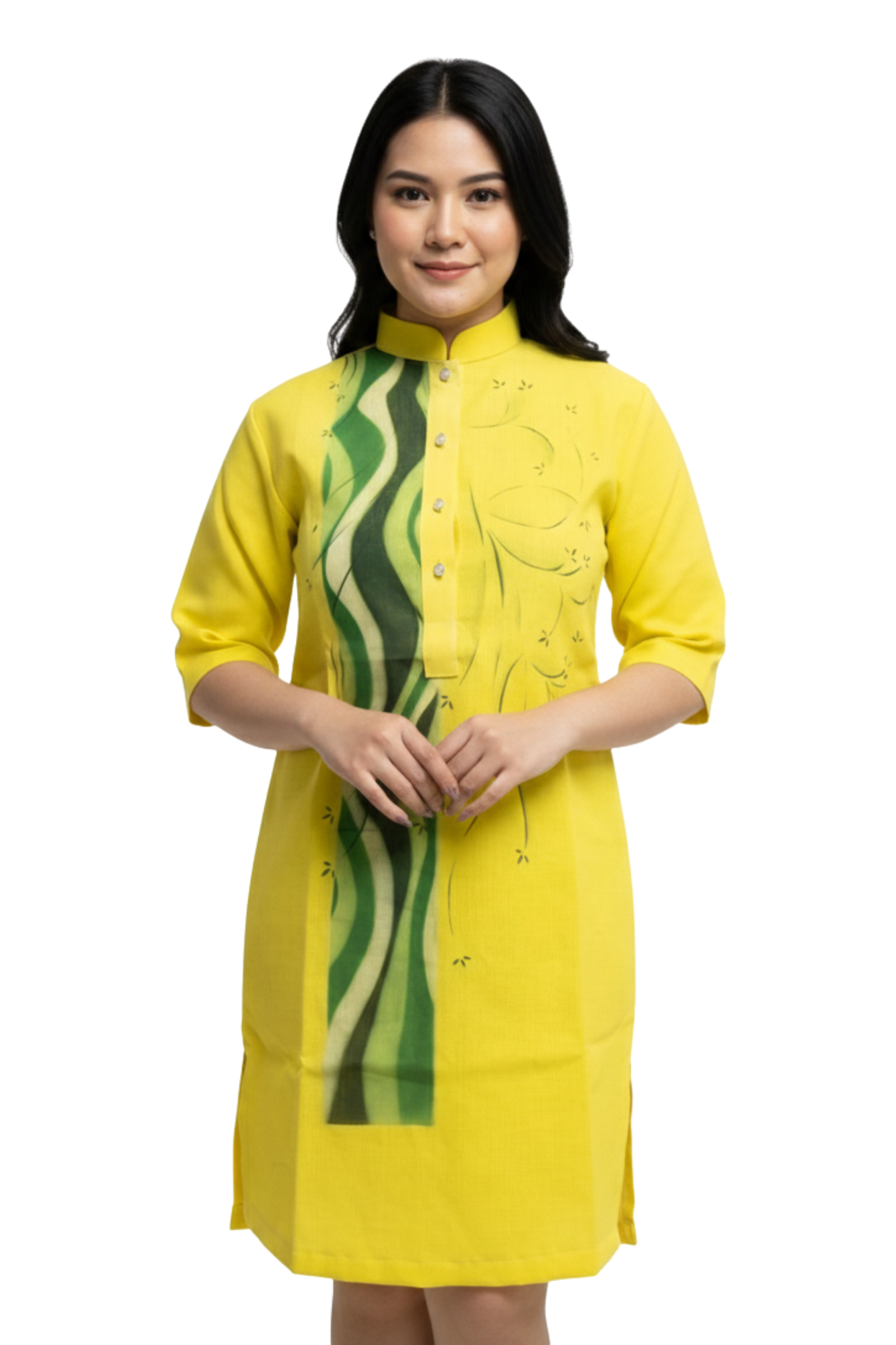 Premium Jusi Barong Dress Cultural Green Yellow - Ella - JF18 Premium Jusi Barong Dress Cultural Green Yellow - Ella - JF18