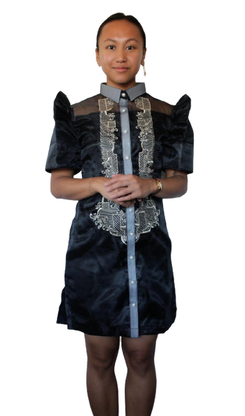 Black Organza Barong Filipiniana Dress