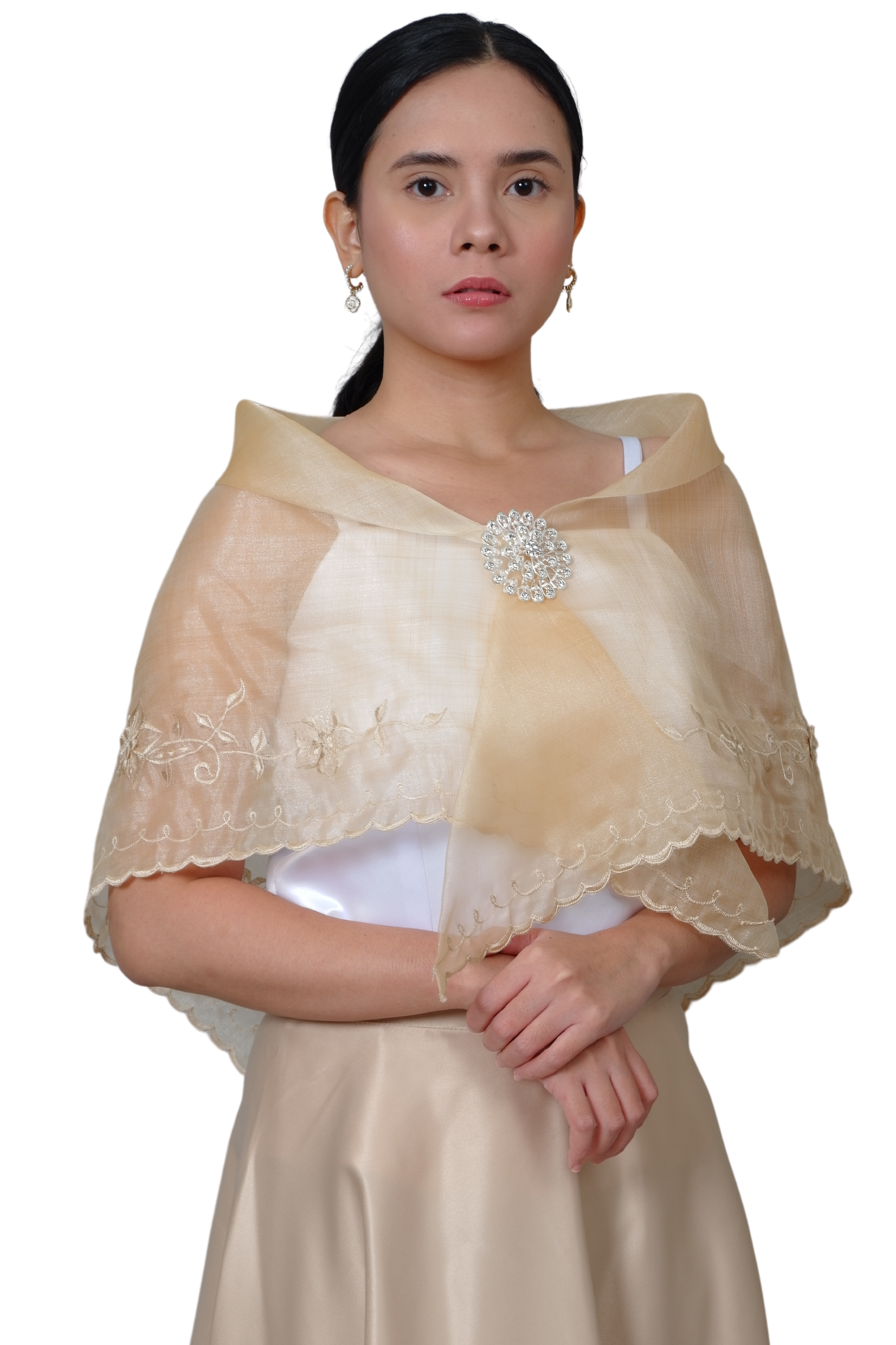 Premium Filipiniana Organza Premium Beige Alampay