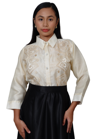 Organza Filipiniana Barong Tagalog Blouse - Regine JK01