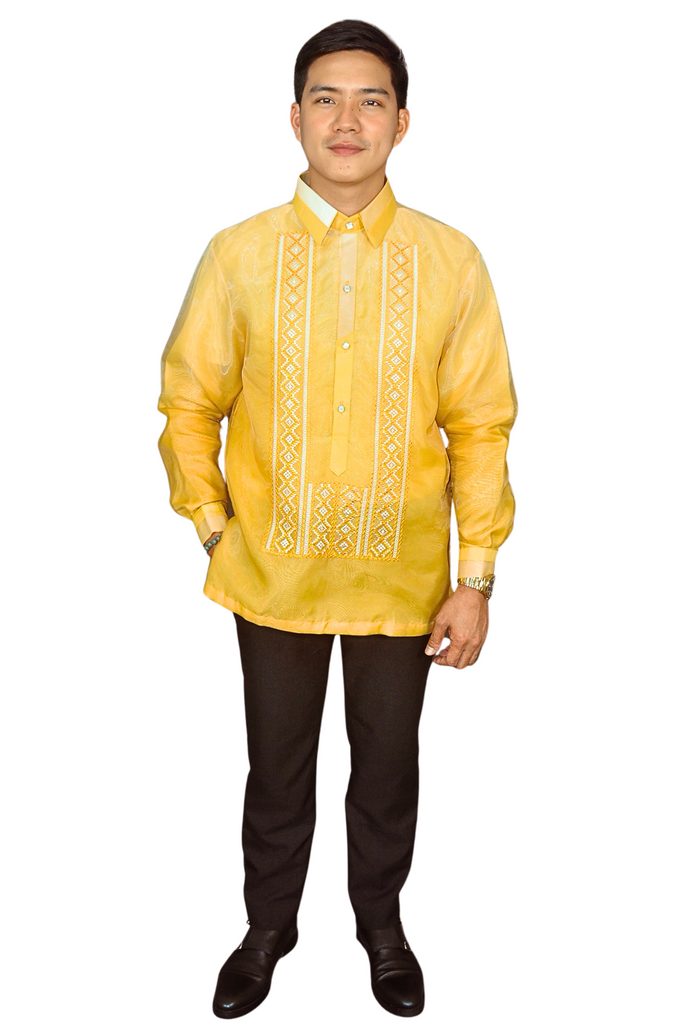 Organza Elegant Golden Barong Tagalog - Reymart - JK37