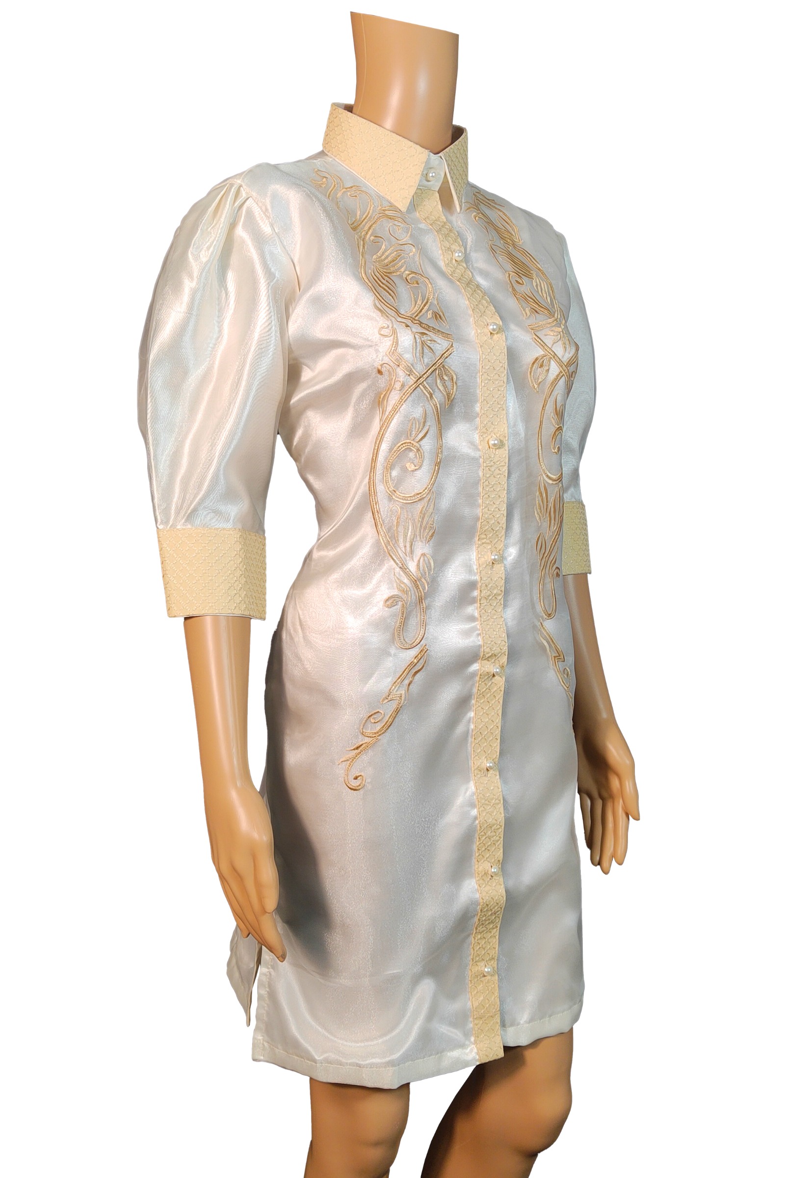 Organza Premium Barong Dress with Beigie Embroidery