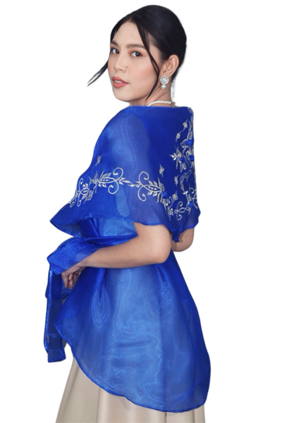 Filipiniana Premium Blue Organza Panuelo - Camille JK42